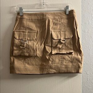 Tan Mini Skirt with Pockets